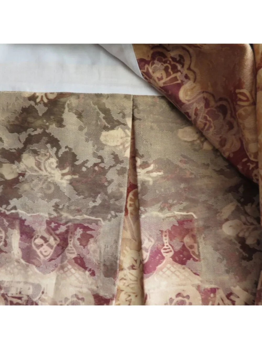 Vintage Burlington Queen Bed Skirt Jacquard Floral 15